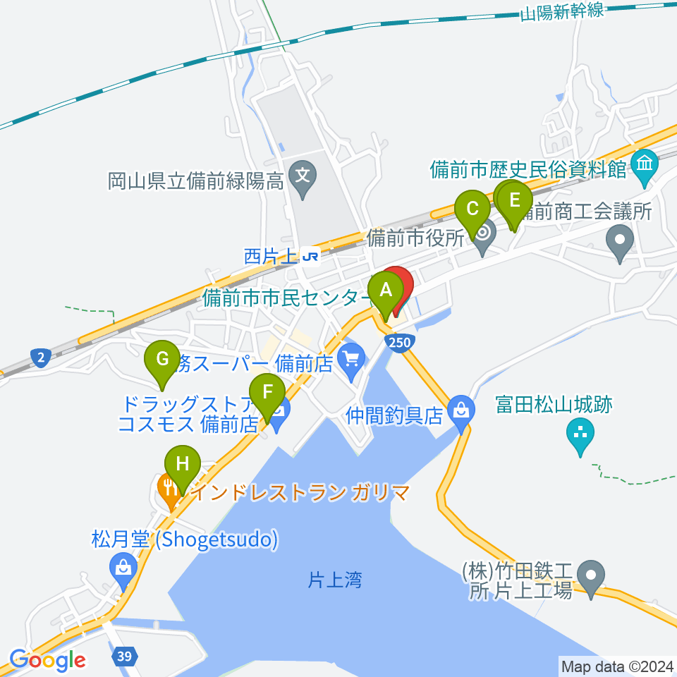 備前市市民センター周辺の駐車場・コインパーキング一覧地図