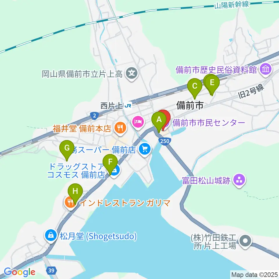 備前市市民センター周辺の駐車場・コインパーキング一覧地図