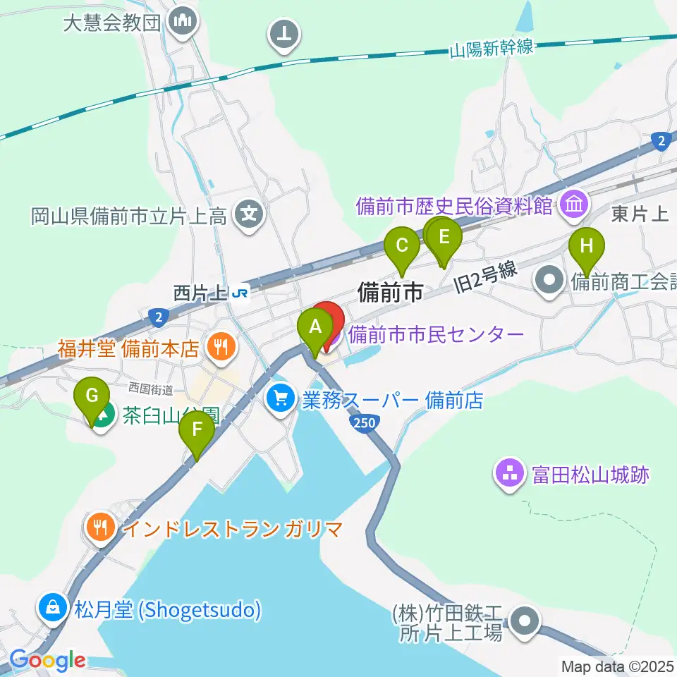 備前市市民センター周辺の駐車場・コインパーキング一覧地図