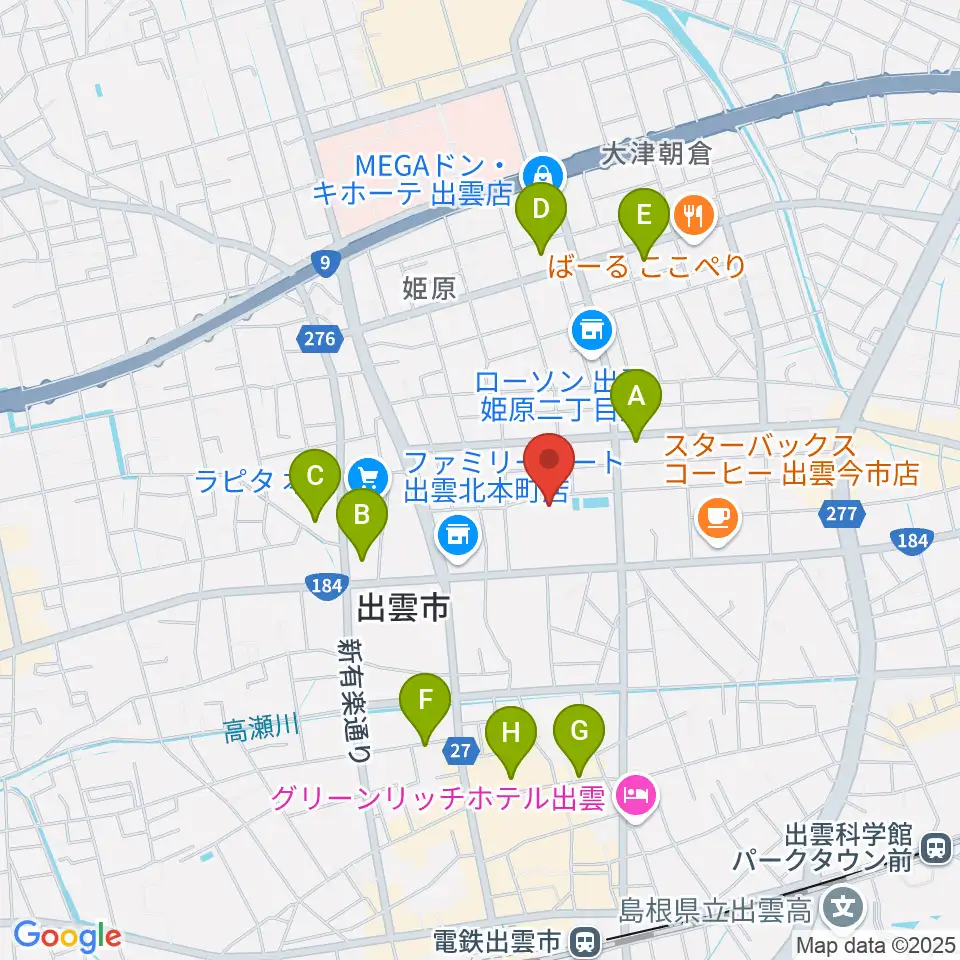 出雲芸術アカデミー音楽院周辺の駐車場・コインパーキング一覧地図