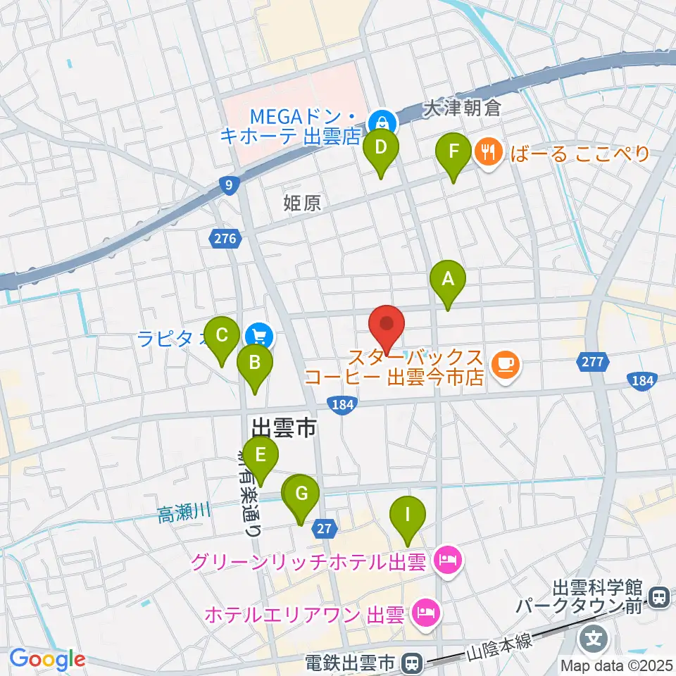 出雲芸術アカデミー音楽院周辺の駐車場・コインパーキング一覧地図
