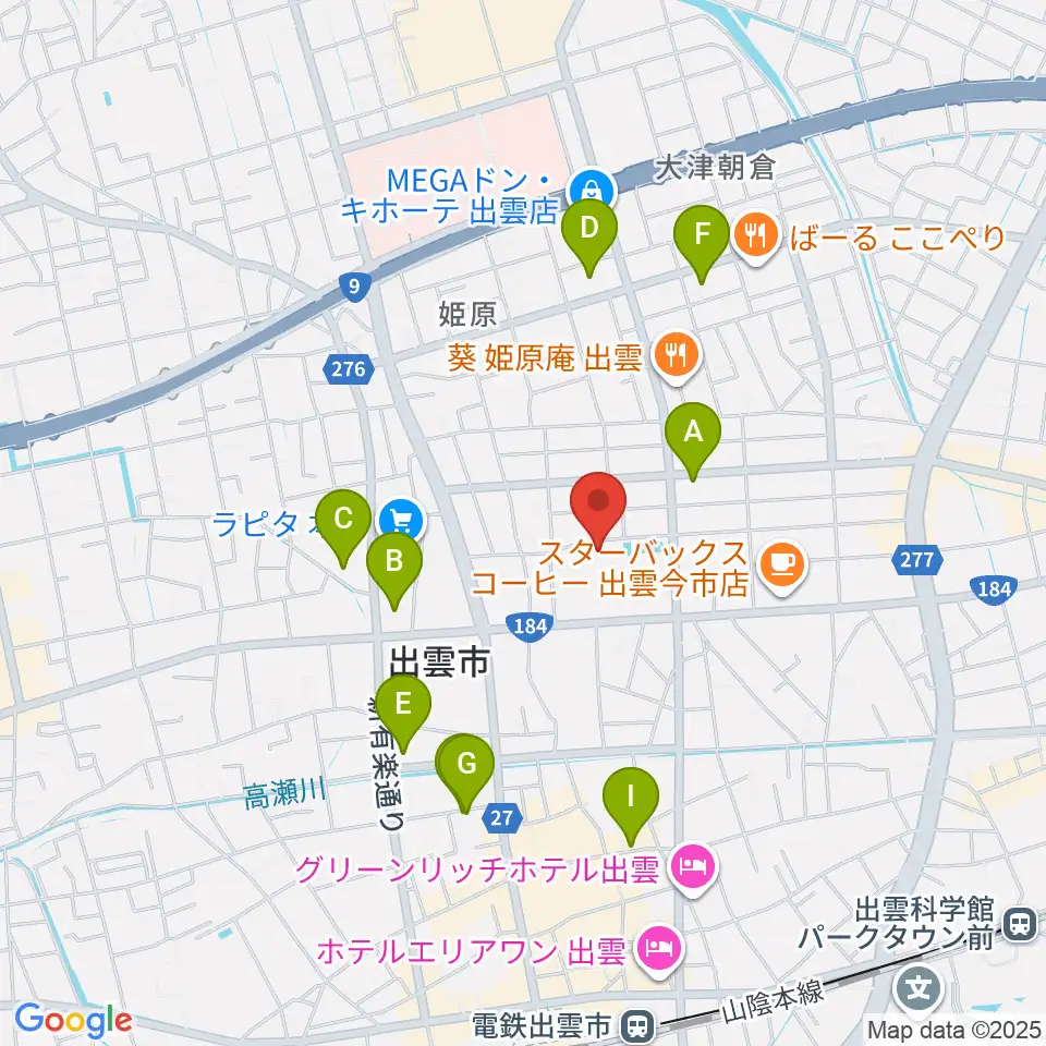 出雲芸術アカデミー音楽院周辺の駐車場・コインパーキング一覧地図