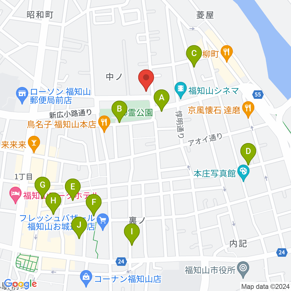 福知山市厚生会館周辺の駐車場・コインパーキング一覧地図
