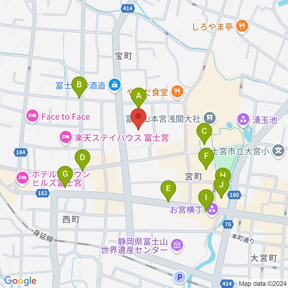 富士宮市民文化会館周辺の駐車場・コインパーキング一覧地図