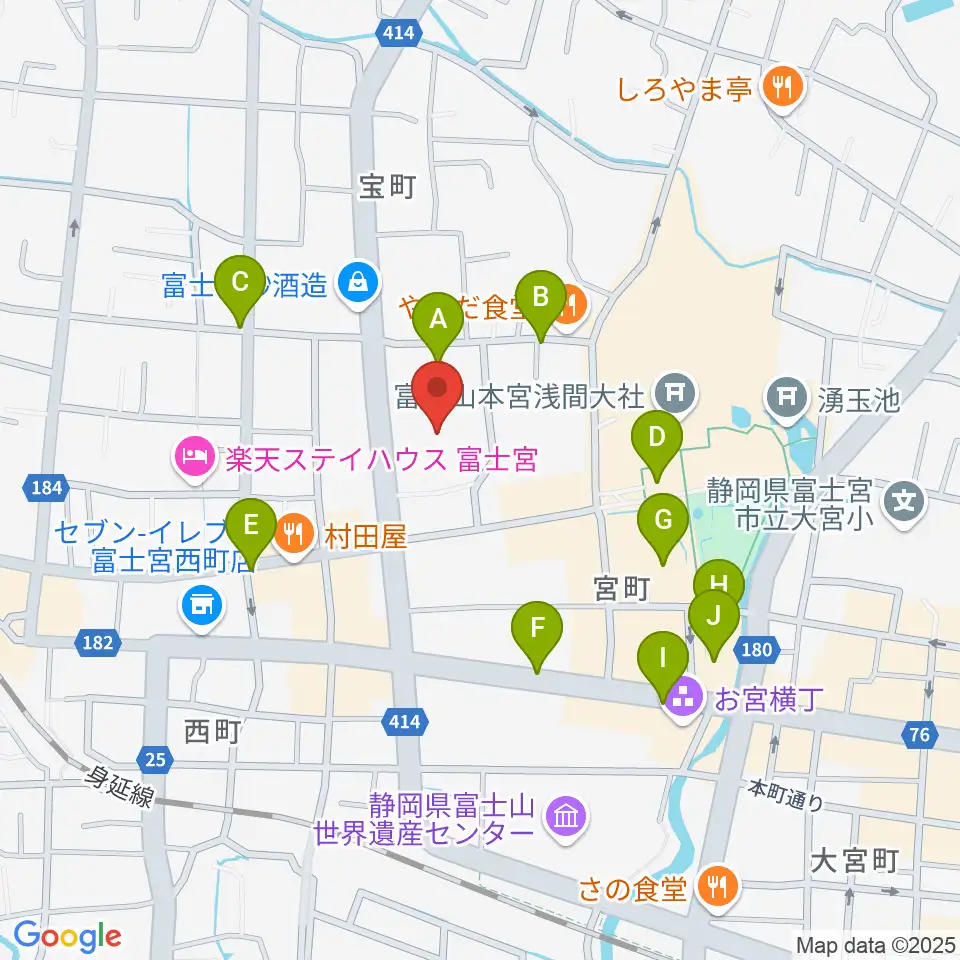 富士宮市民文化会館周辺の駐車場・コインパーキング一覧地図