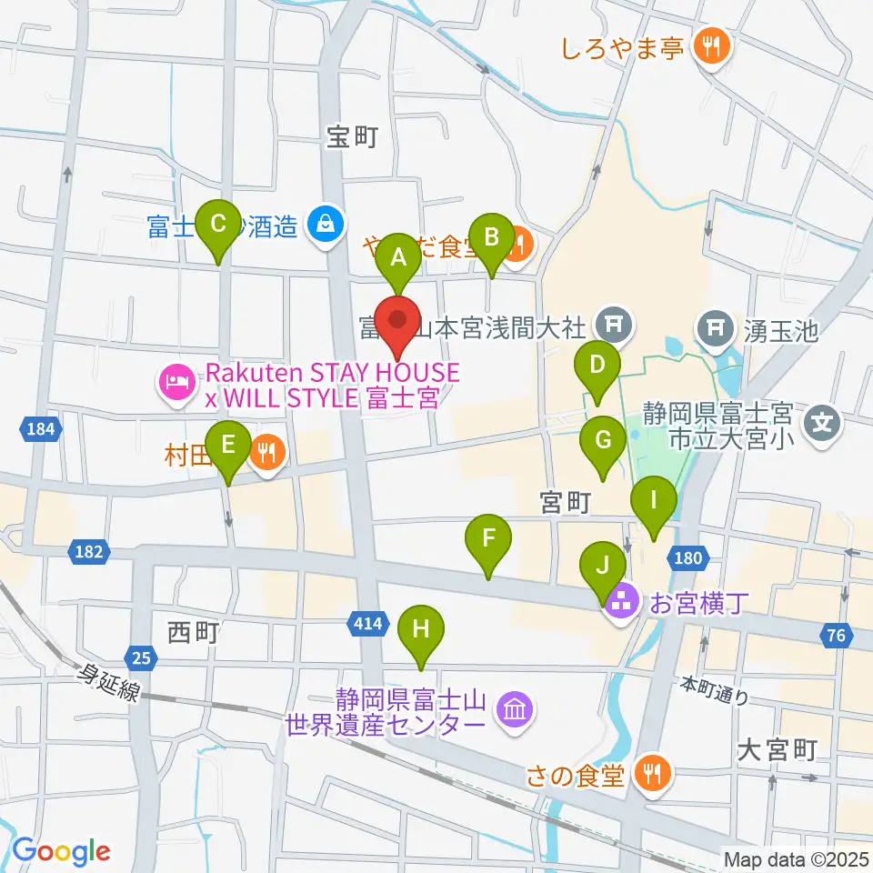 富士宮市民文化会館周辺の駐車場・コインパーキング一覧地図