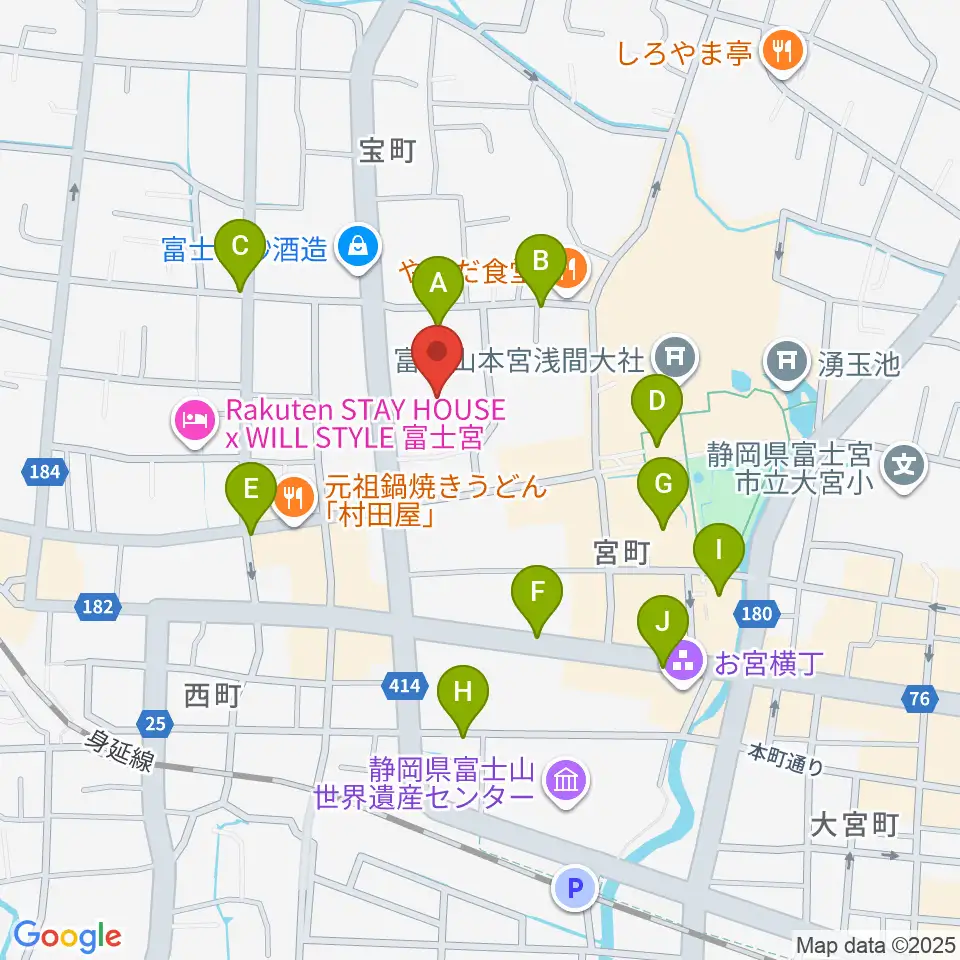 富士宮市民文化会館周辺の駐車場・コインパーキング一覧地図