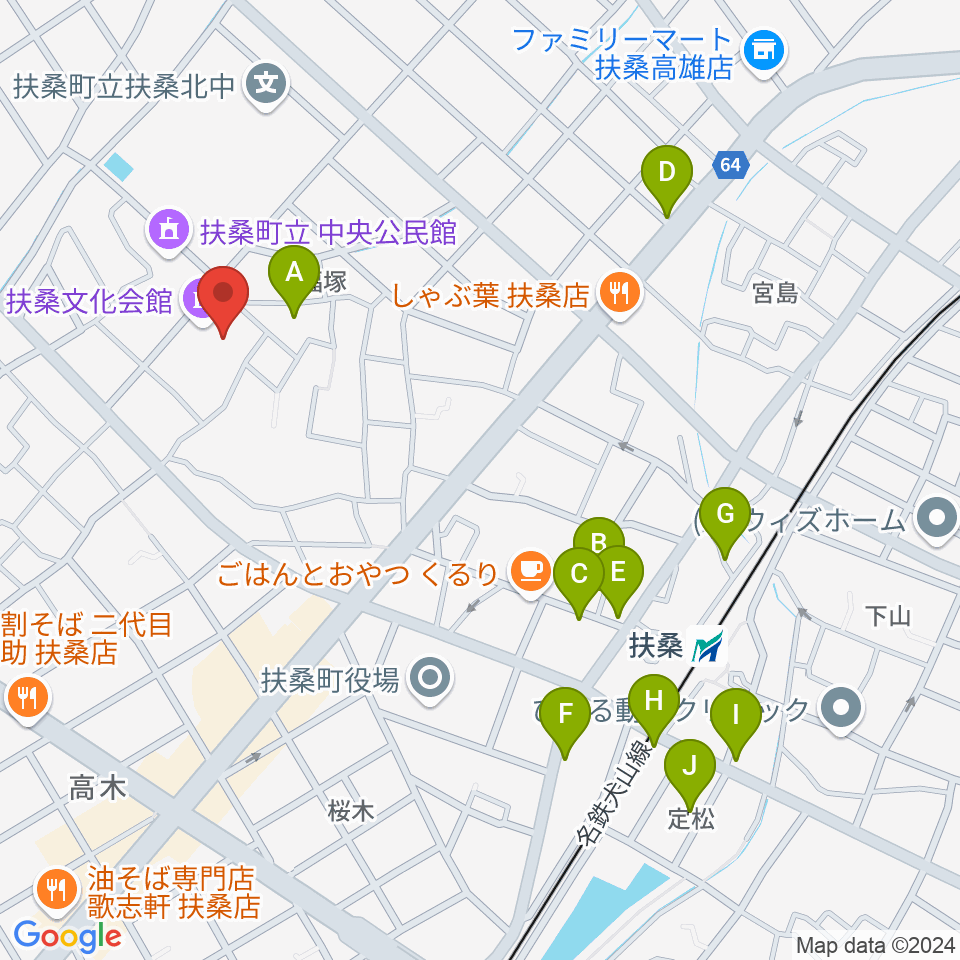 扶桑文化会館周辺の駐車場・コインパーキング一覧地図