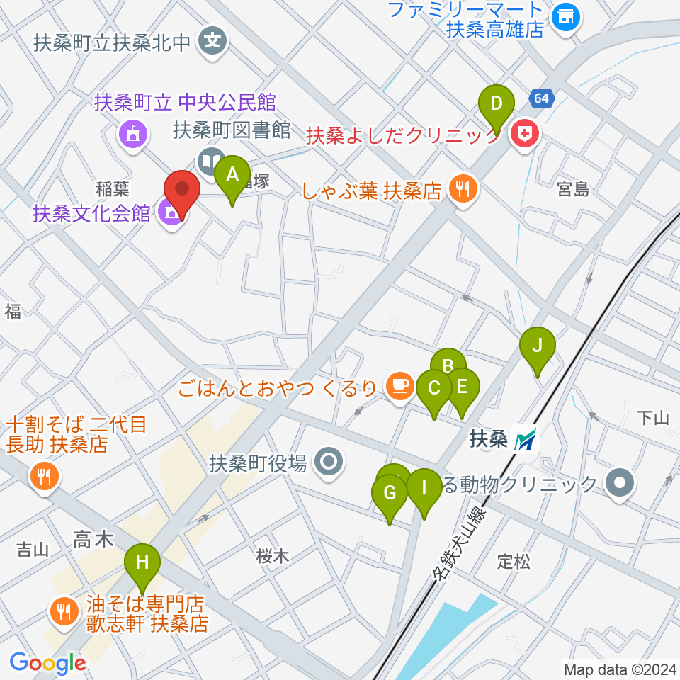 扶桑文化会館周辺の駐車場・コインパーキング一覧地図