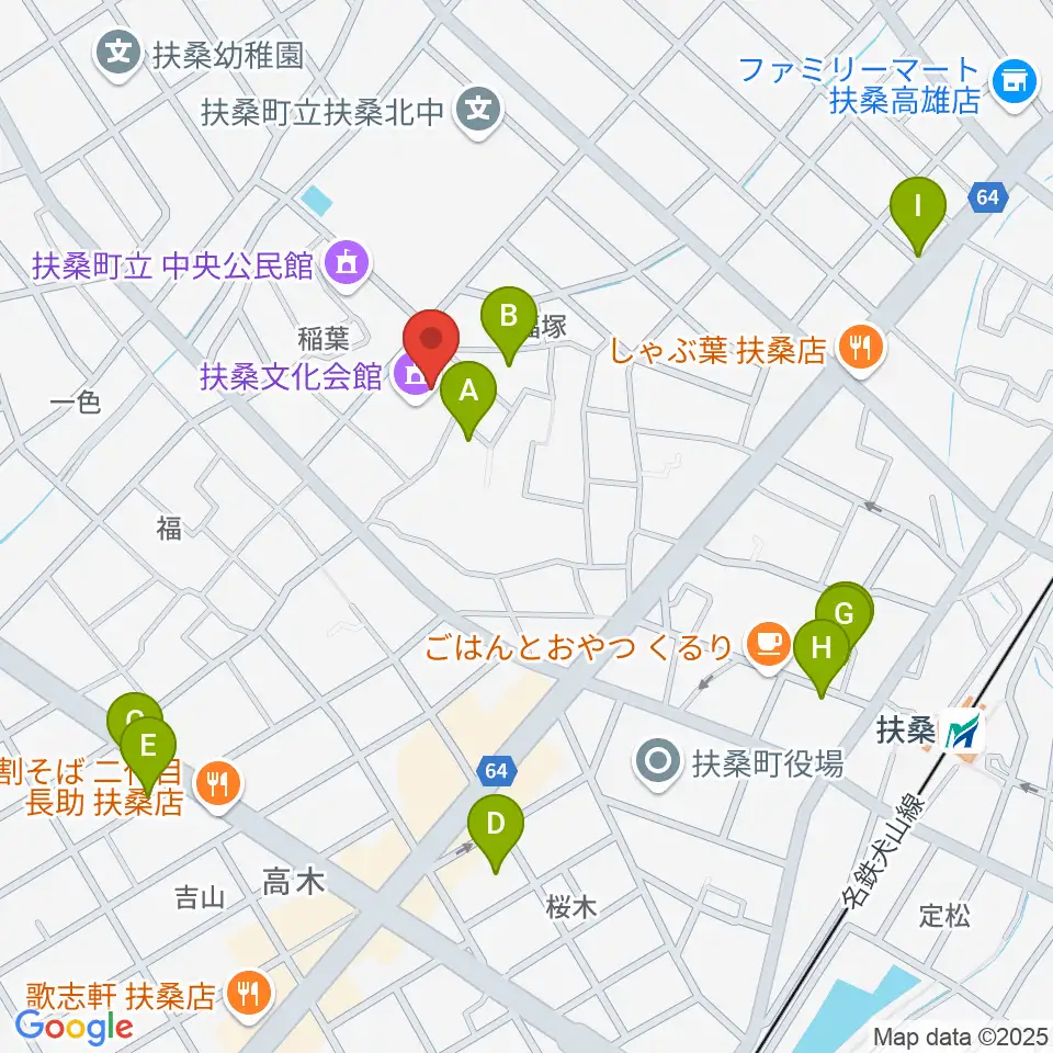 扶桑文化会館周辺の駐車場・コインパーキング一覧地図