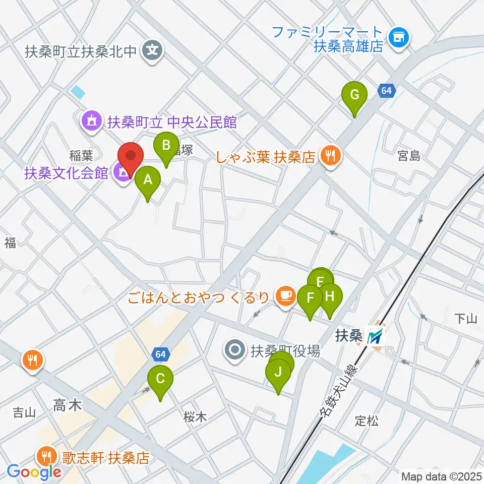 扶桑文化会館周辺の駐車場・コインパーキング一覧地図