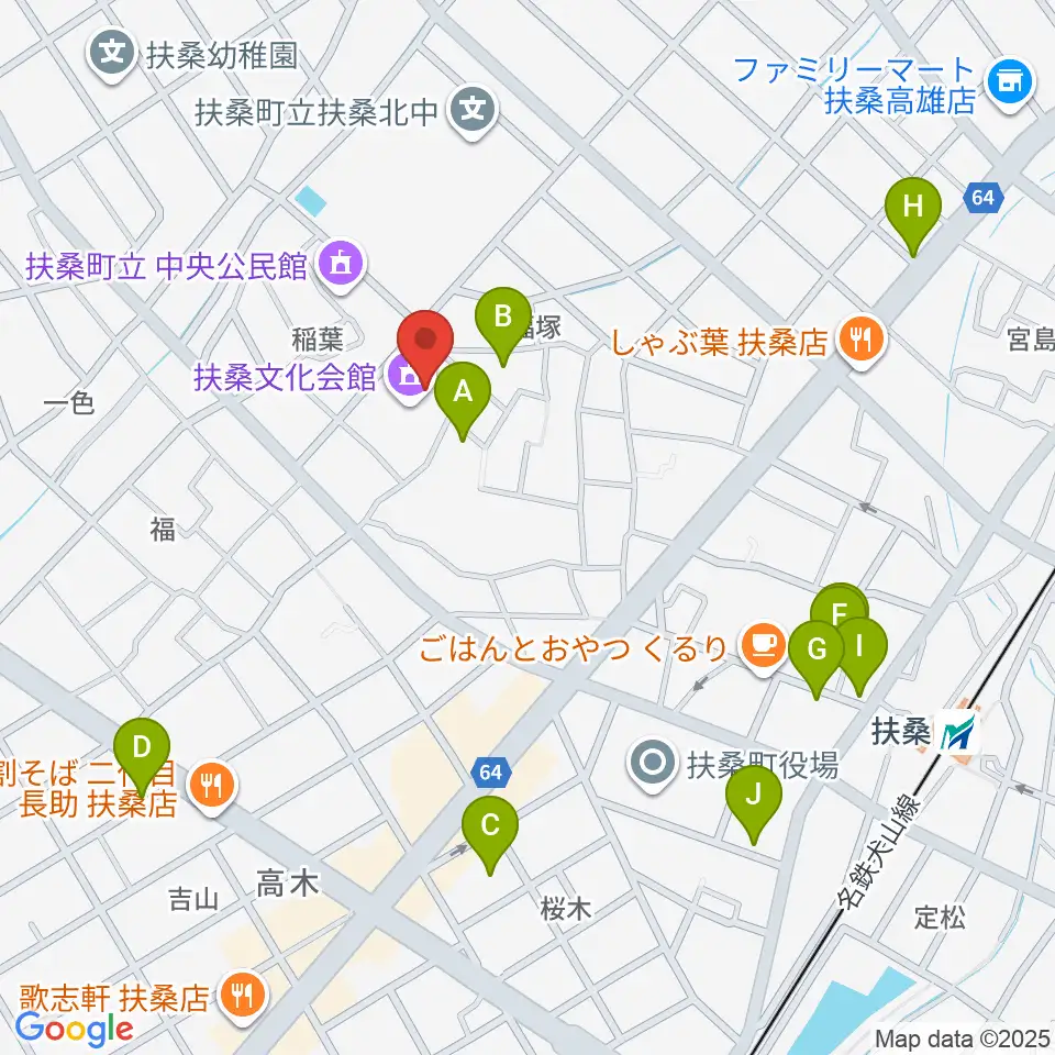 扶桑文化会館周辺の駐車場・コインパーキング一覧地図