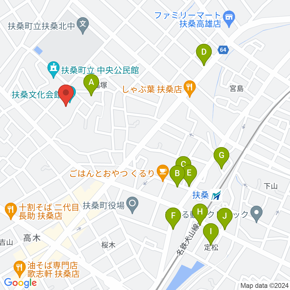 扶桑文化会館リハーサル室・ホール周辺の駐車場・コインパーキング一覧地図