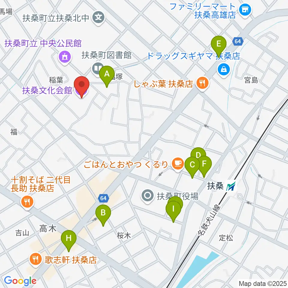 扶桑文化会館リハーサル室・ホール周辺の駐車場・コインパーキング一覧地図