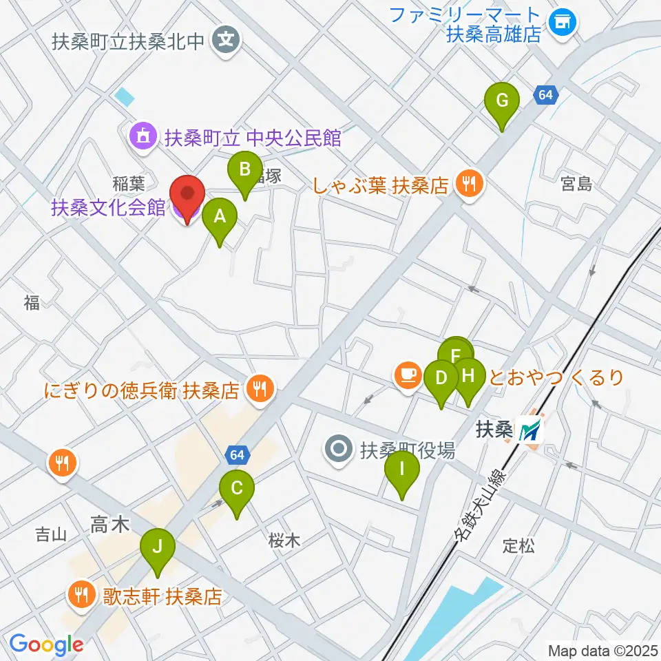扶桑文化会館リハーサル室・ホール周辺の駐車場・コインパーキング一覧地図