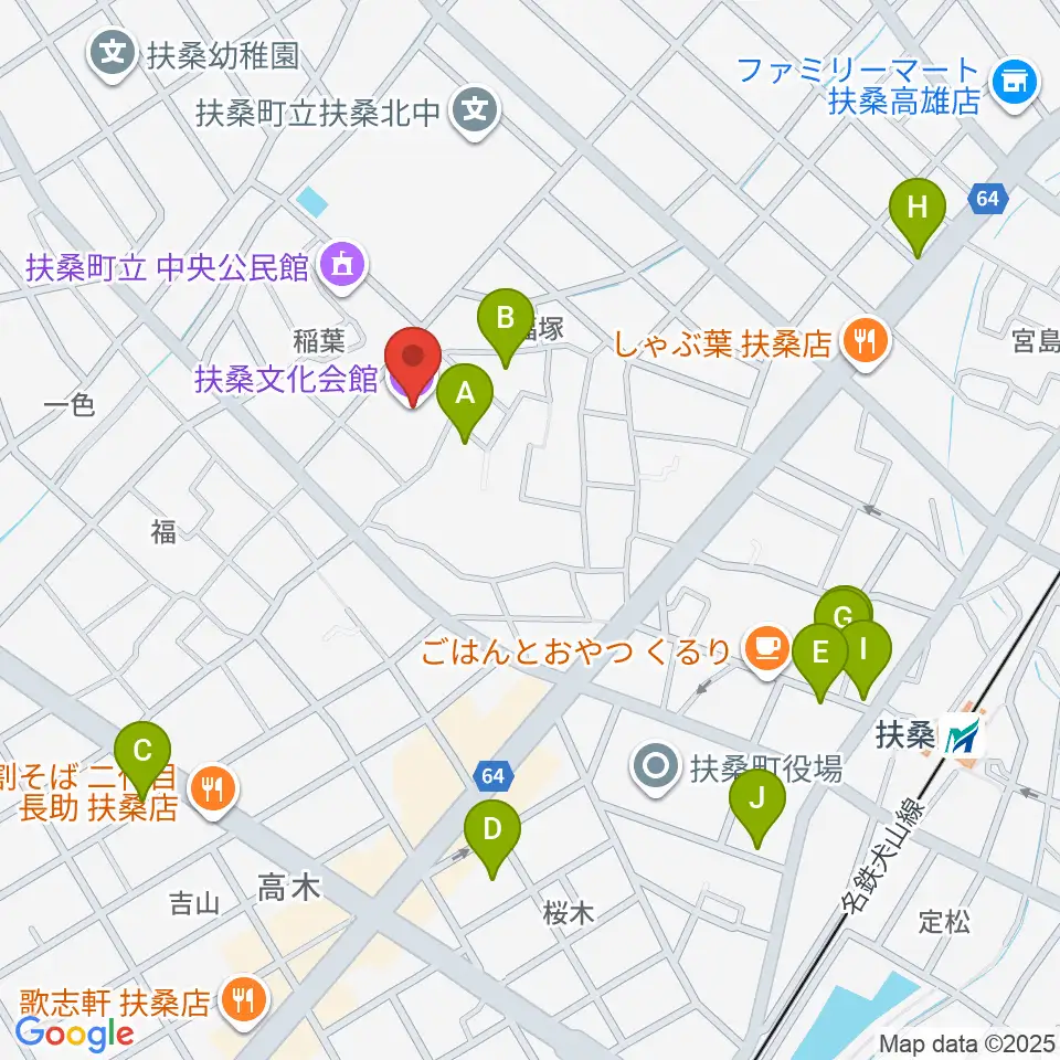 扶桑文化会館リハーサル室・ホール周辺の駐車場・コインパーキング一覧地図