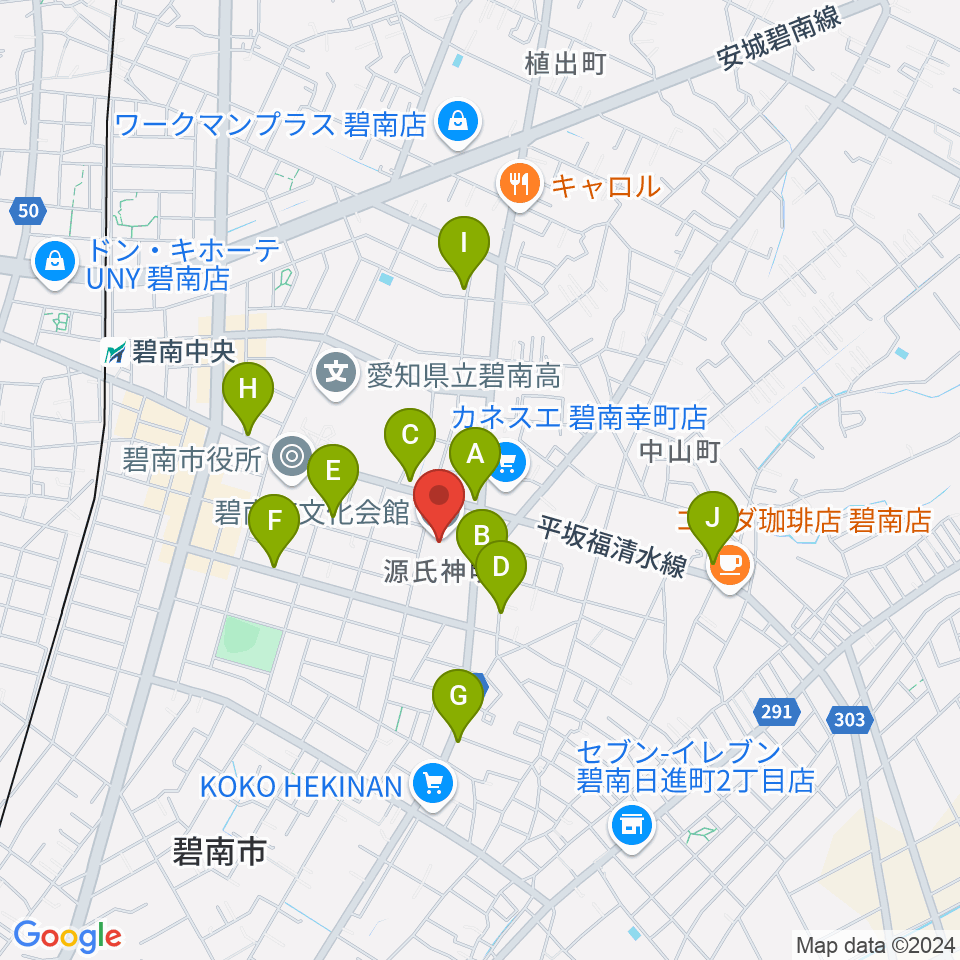 碧南市文化会館周辺の駐車場・コインパーキング一覧地図