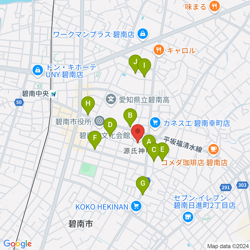 碧南市文化会館周辺の駐車場・コインパーキング一覧地図