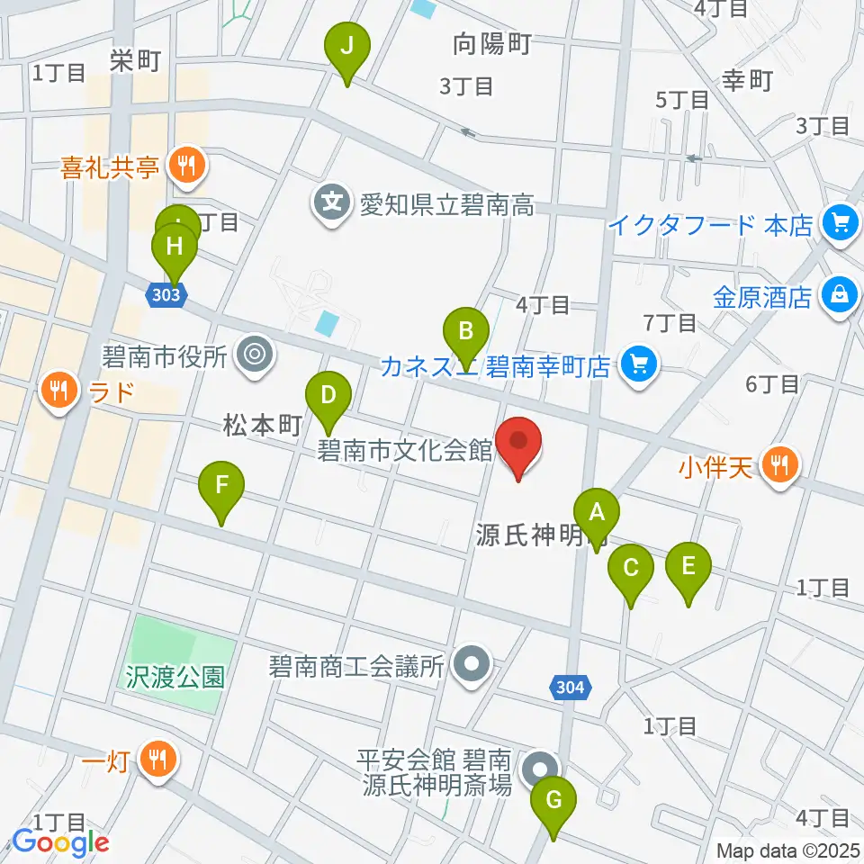 碧南市文化会館周辺の駐車場・コインパーキング一覧地図