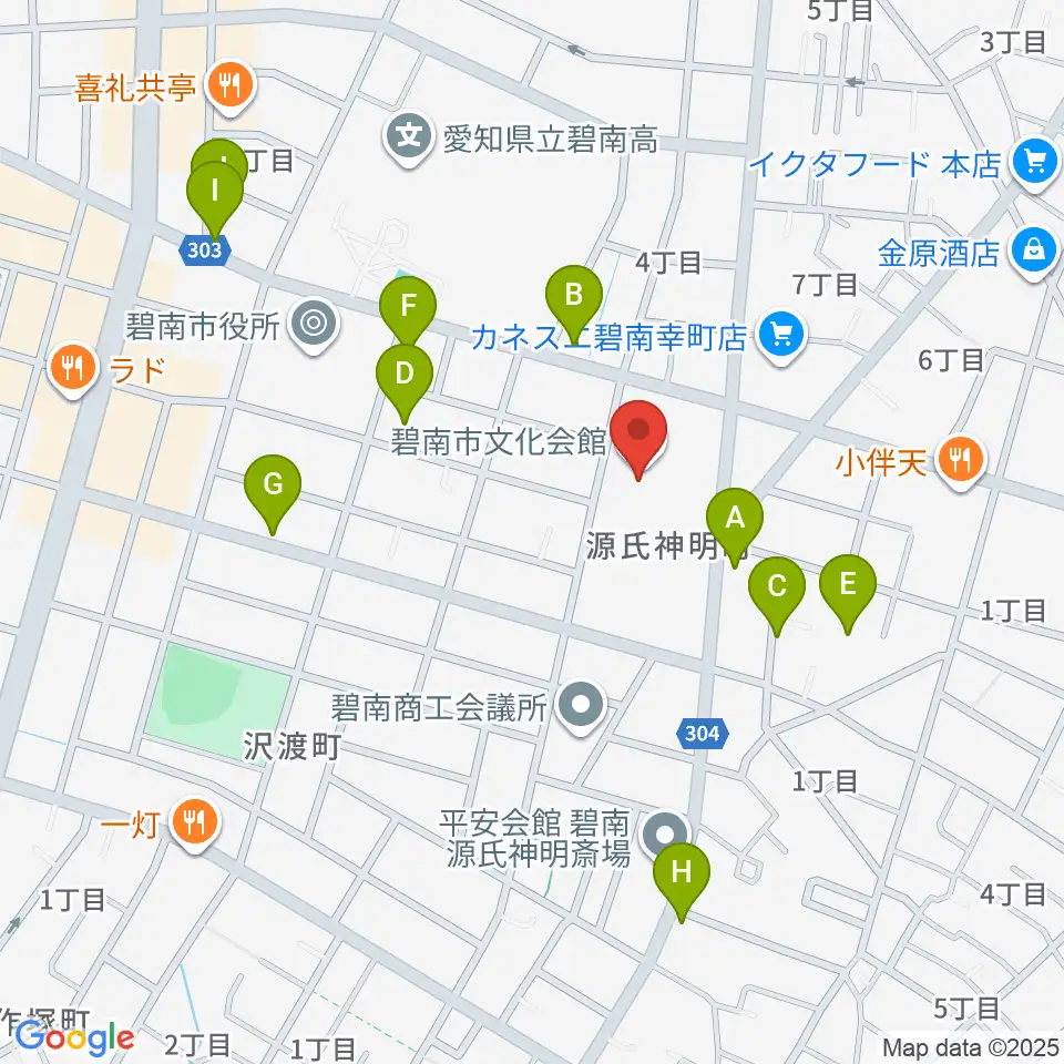 碧南市文化会館周辺の駐車場・コインパーキング一覧地図