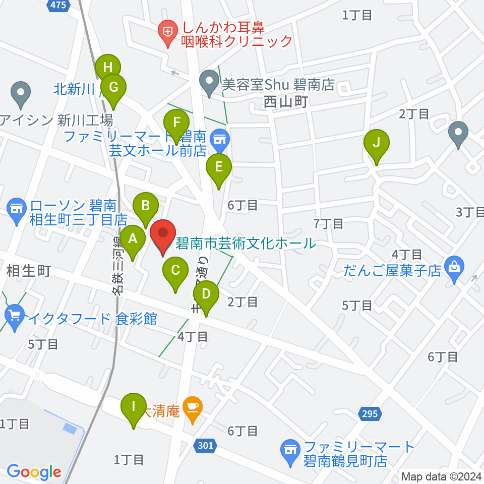 碧南市芸術文化ホール周辺の駐車場・コインパーキング一覧地図