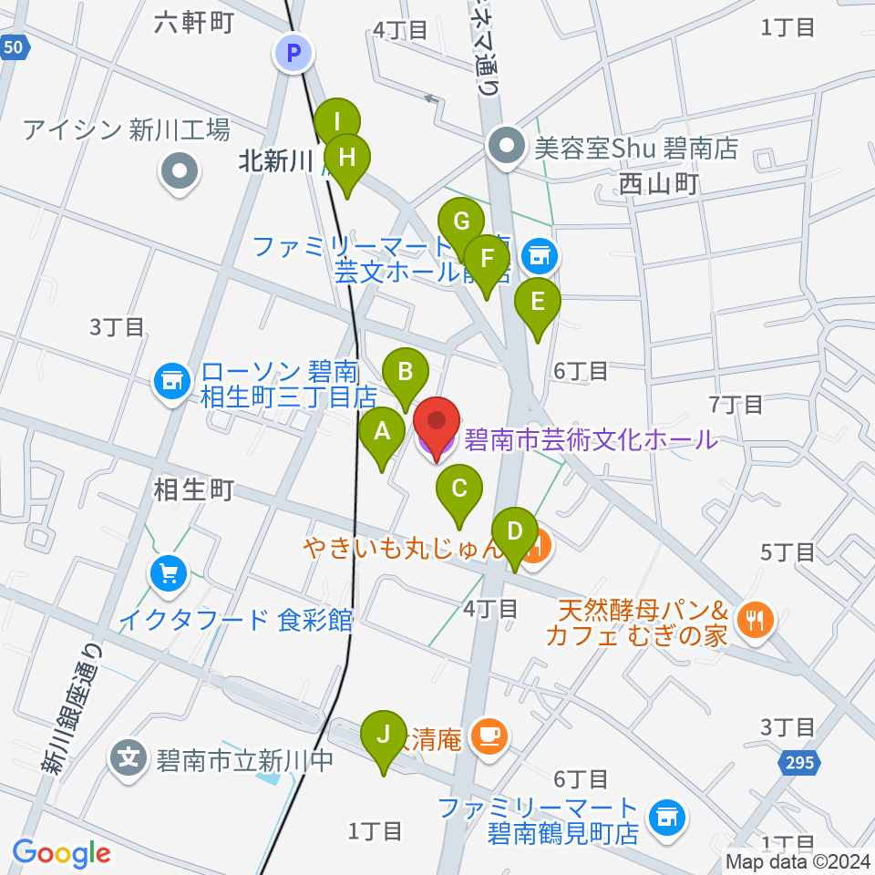 碧南市芸術文化ホール周辺の駐車場・コインパーキング一覧地図