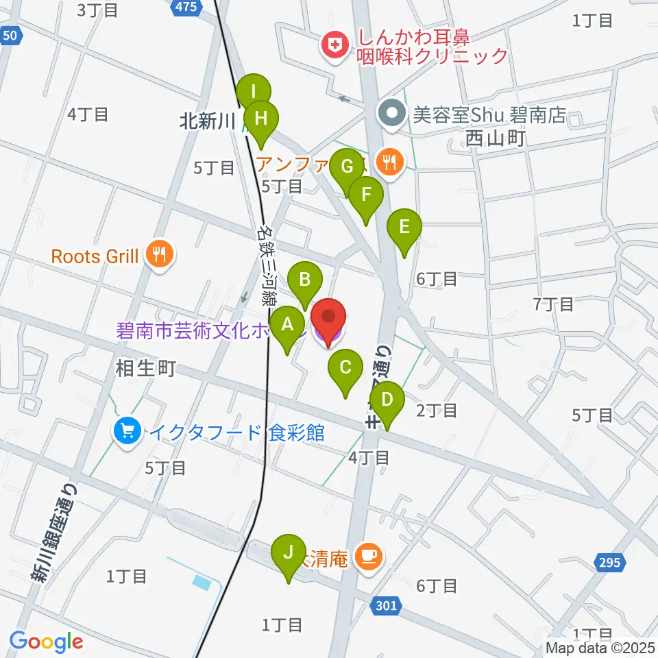 碧南市芸術文化ホール周辺の駐車場・コインパーキング一覧地図
