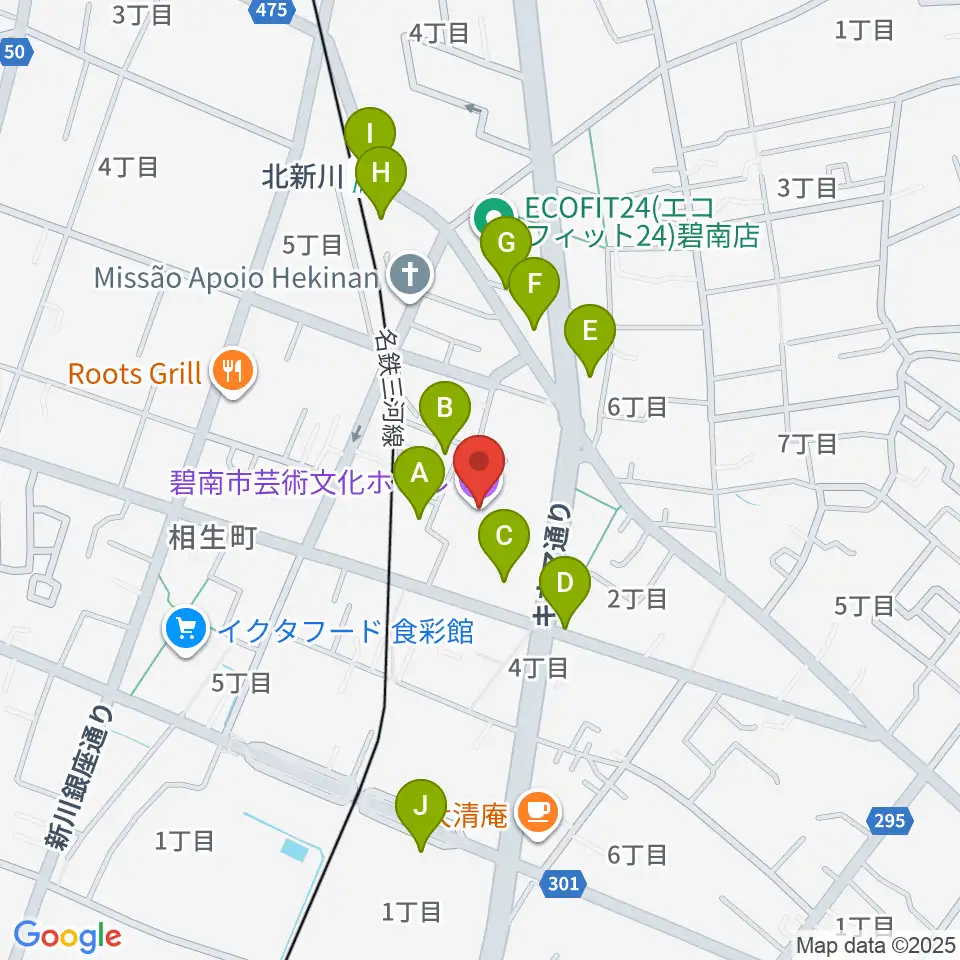 碧南市芸術文化ホール周辺の駐車場・コインパーキング一覧地図