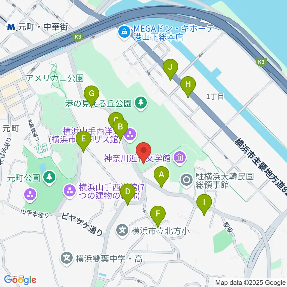 山手111番館周辺の駐車場・コインパーキング一覧地図