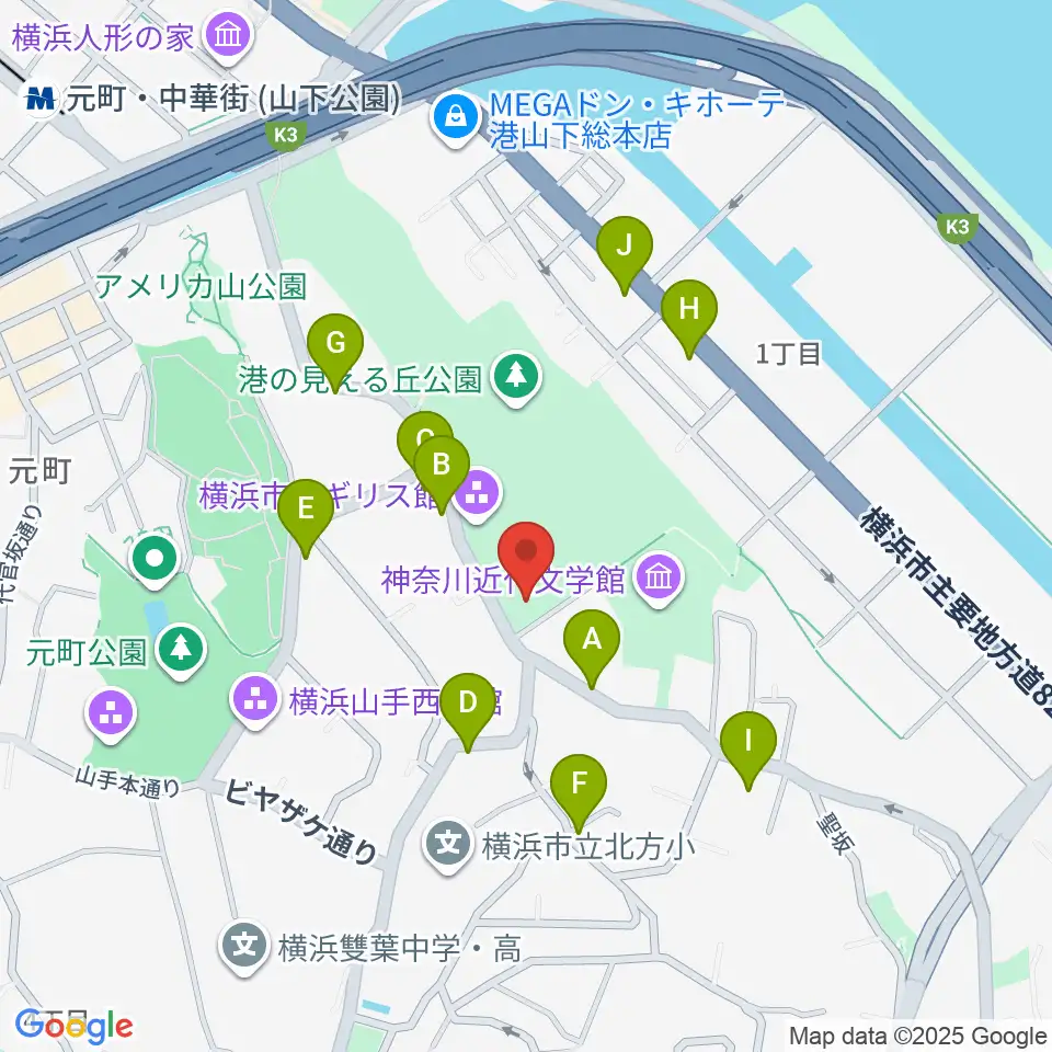 山手111番館周辺の駐車場・コインパーキング一覧地図