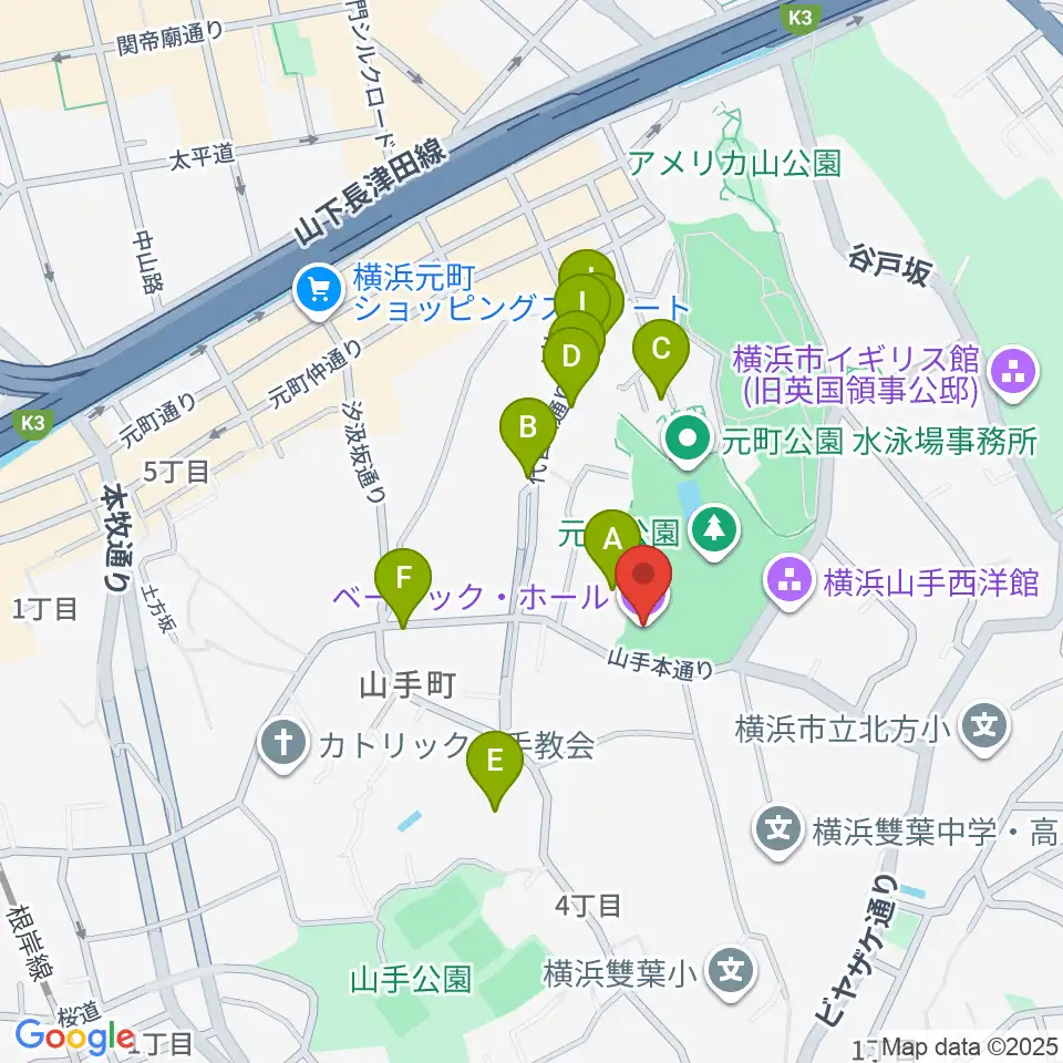 ベーリック・ホール周辺の駐車場・コインパーキング一覧地図