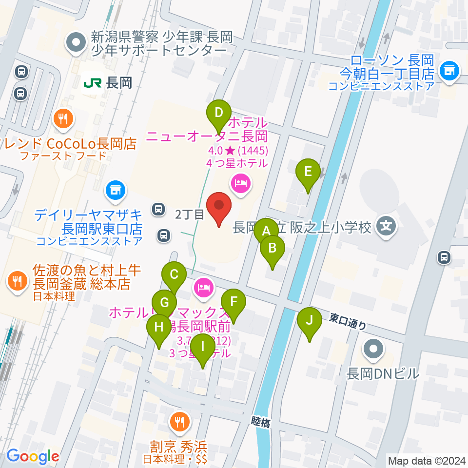 ホテルニューオータニ長岡NCホール周辺の駐車場・コインパーキング一覧地図