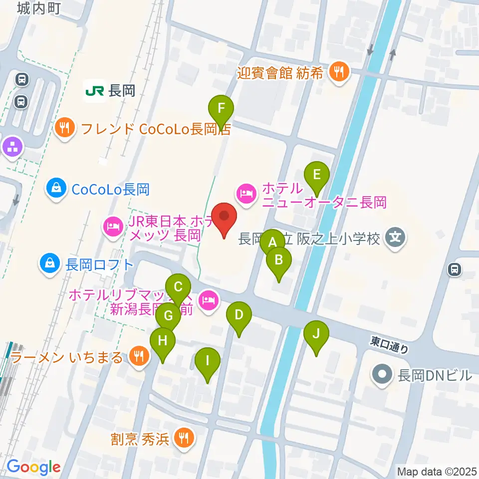 ホテルニューオータニ長岡NCホール周辺の駐車場・コインパーキング一覧地図