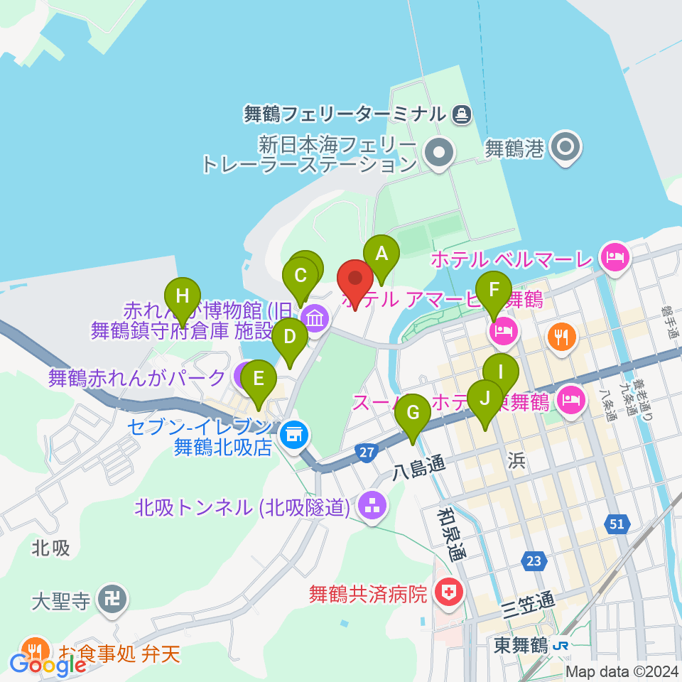 舞鶴市総合文化会館周辺の駐車場・コインパーキング一覧地図