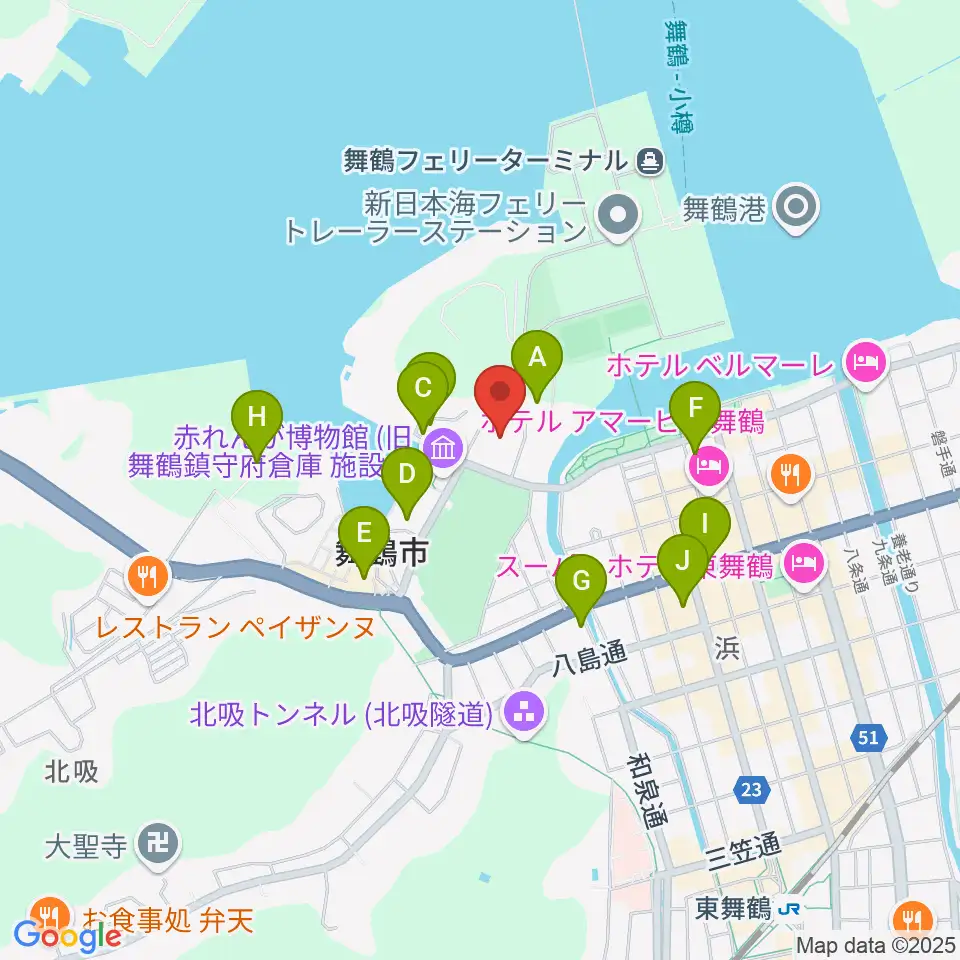舞鶴市総合文化会館周辺の駐車場・コインパーキング一覧地図