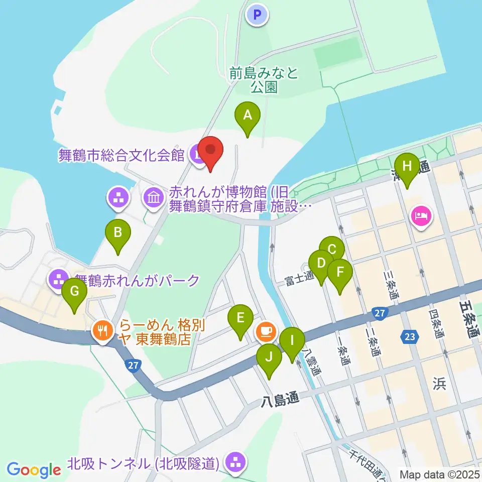 舞鶴市総合文化会館周辺の駐車場・コインパーキング一覧地図