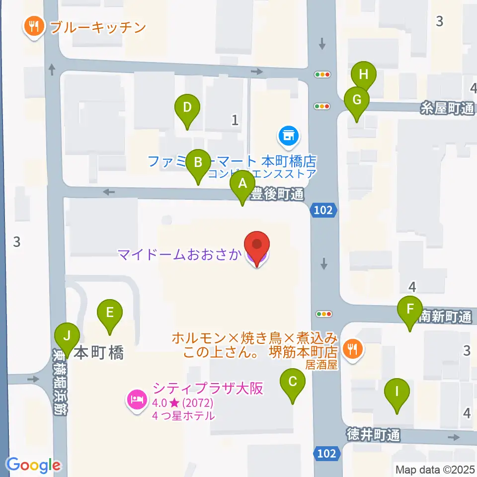 マイドームおおさか周辺の駐車場・コインパーキング一覧地図