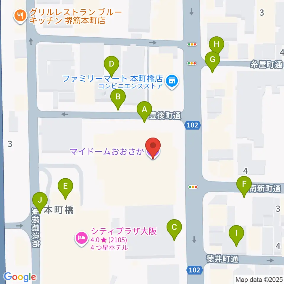 マイドームおおさか周辺の駐車場・コインパーキング一覧地図