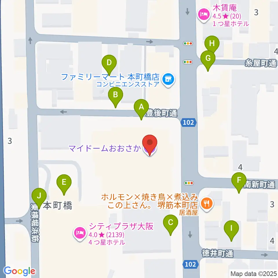 マイドームおおさか周辺の駐車場・コインパーキング一覧地図