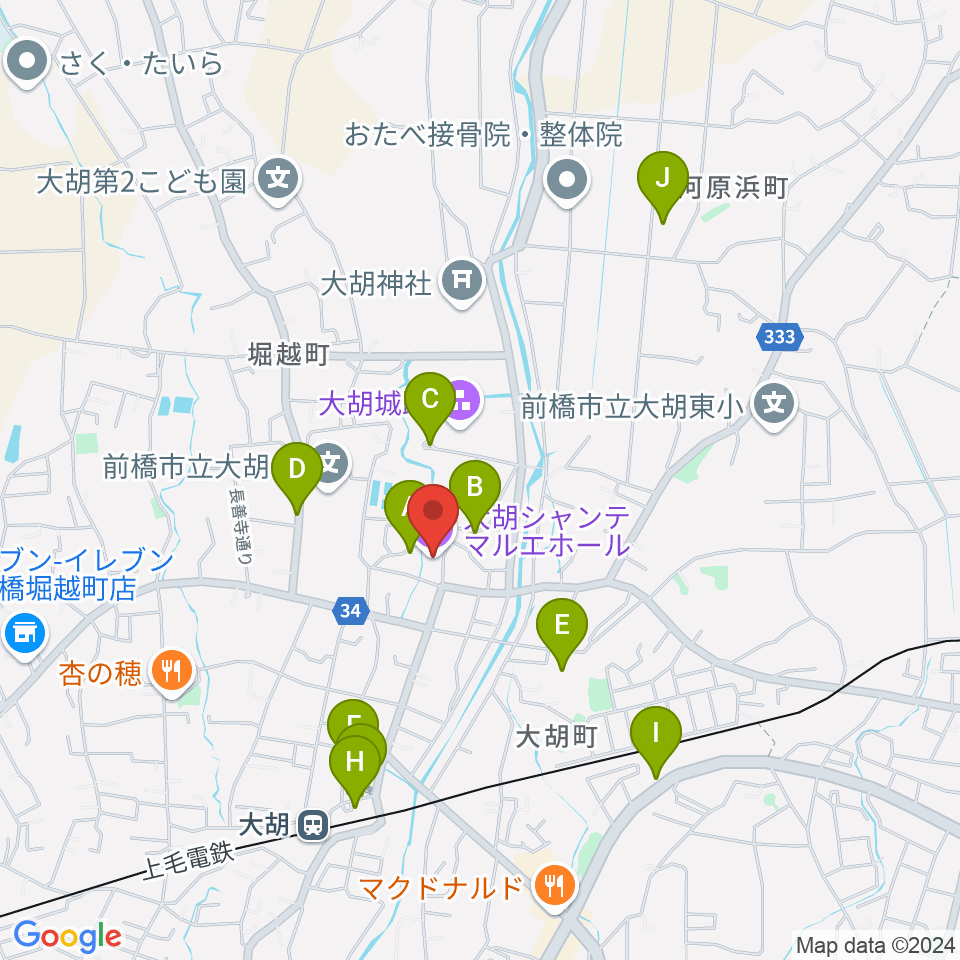 大胡シャンテ マルエホール周辺の駐車場・コインパーキング一覧地図