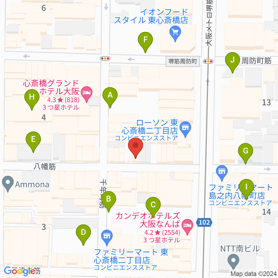 心斎橋soma周辺の駐車場・コインパーキング一覧地図