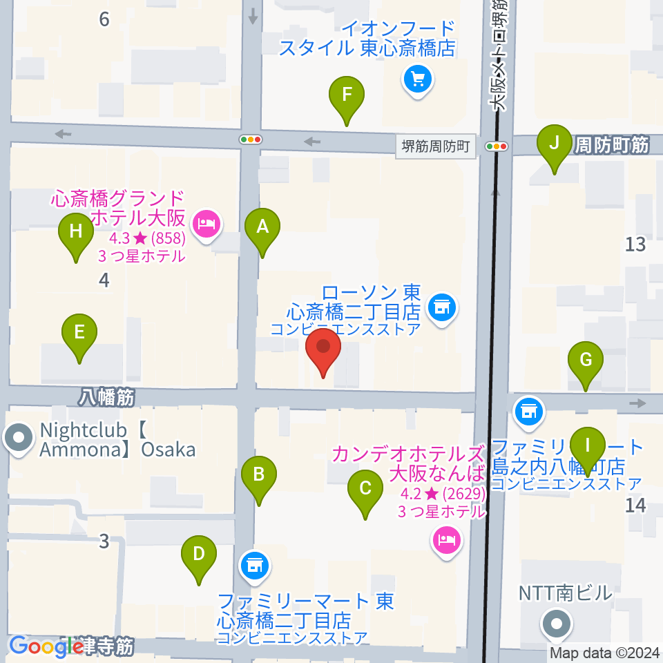 心斎橋soma周辺の駐車場・コインパーキング一覧地図