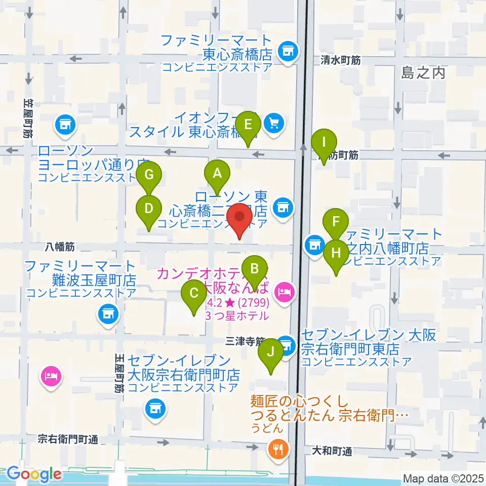 心斎橋soma周辺の駐車場・コインパーキング一覧地図