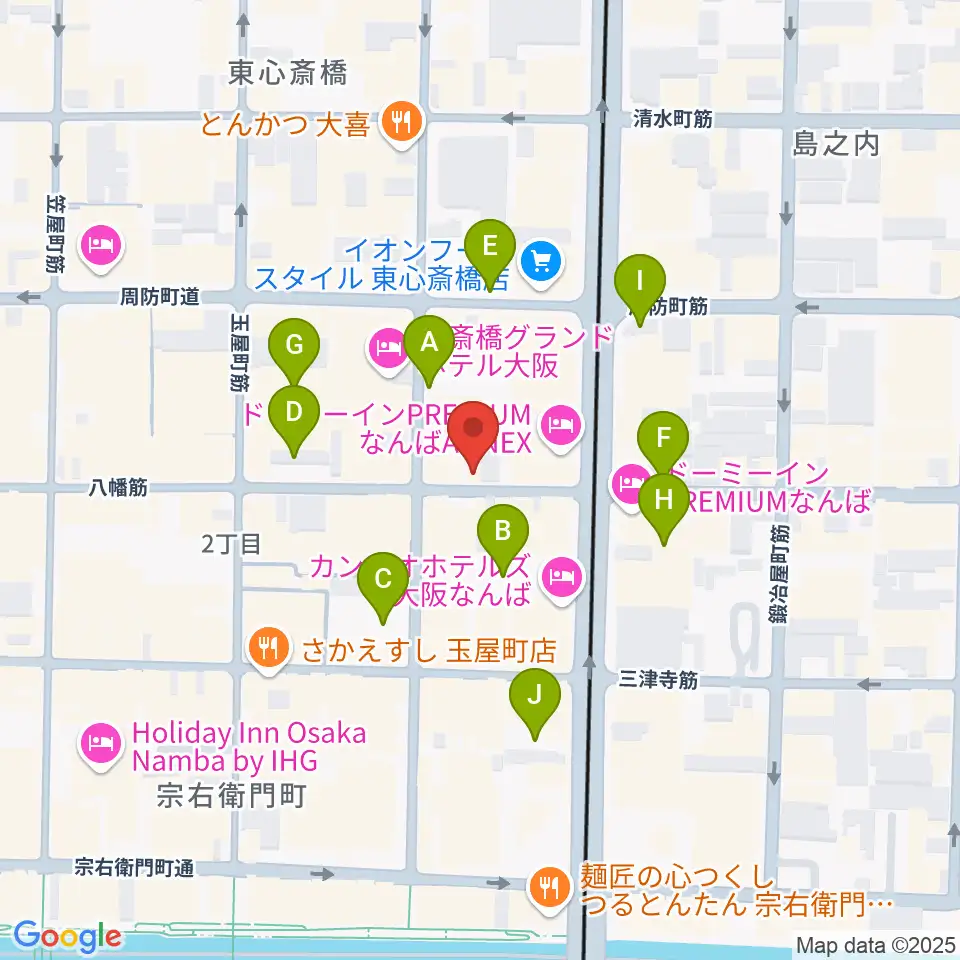 心斎橋soma周辺の駐車場・コインパーキング一覧地図
