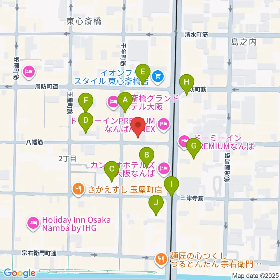 心斎橋soma周辺の駐車場・コインパーキング一覧地図