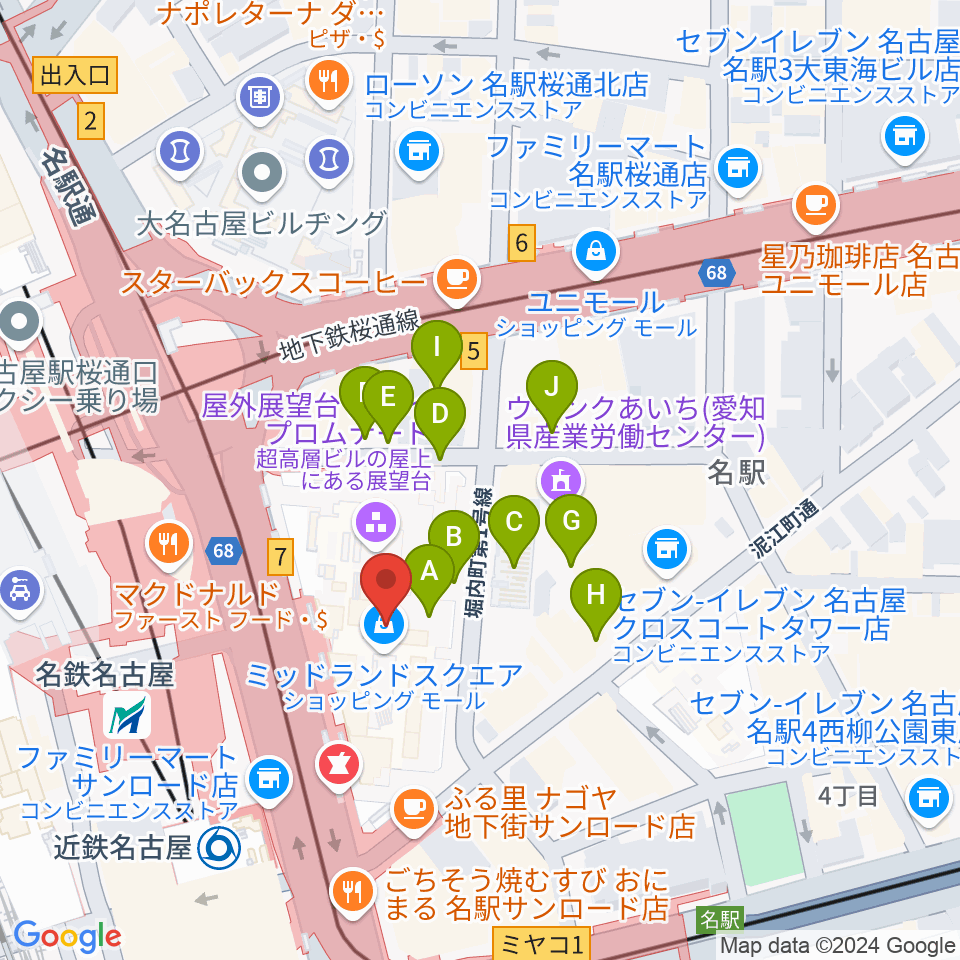 ミッドランドホール周辺の駐車場・コインパーキング一覧地図