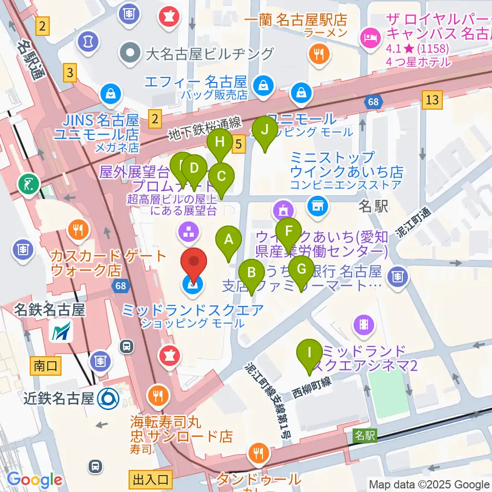 ミッドランドホール周辺の駐車場・コインパーキング一覧地図