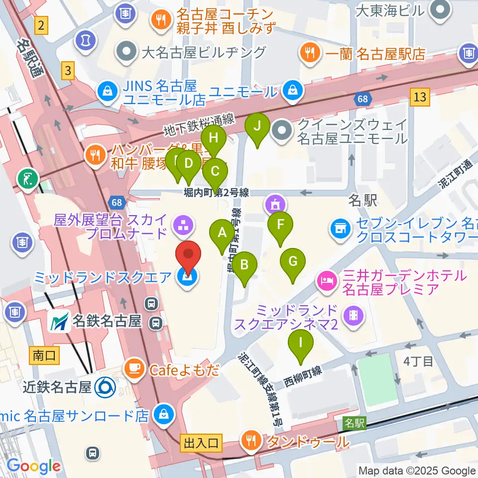 ミッドランドホール周辺の駐車場・コインパーキング一覧地図