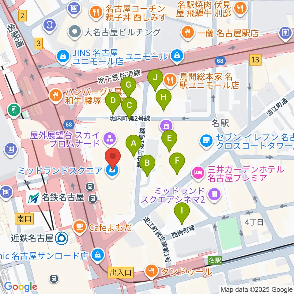 ミッドランドホール周辺の駐車場・コインパーキング一覧地図