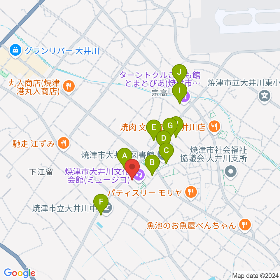 大井川文化会館ミュージコ周辺の駐車場・コインパーキング一覧地図